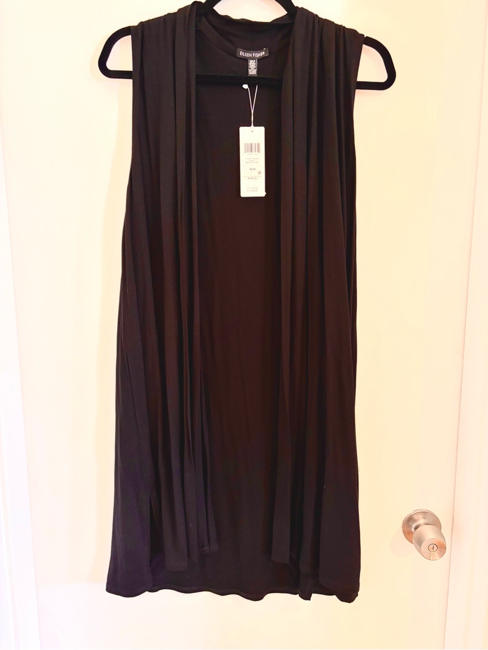 Eileen Fisher Black Long Sleeveless Vest Medium NWT